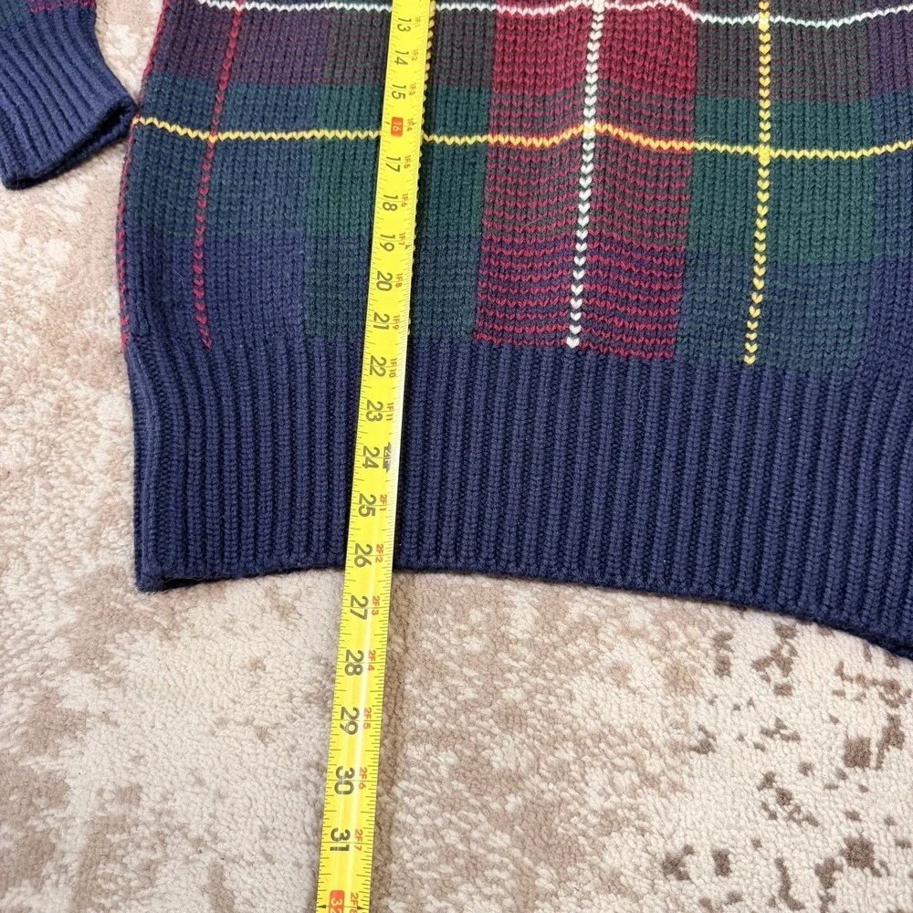 Vintage Polo Ralph Lauren‎ Heritage Wool Sweater Mens M Tartan Plaid Knit Dad